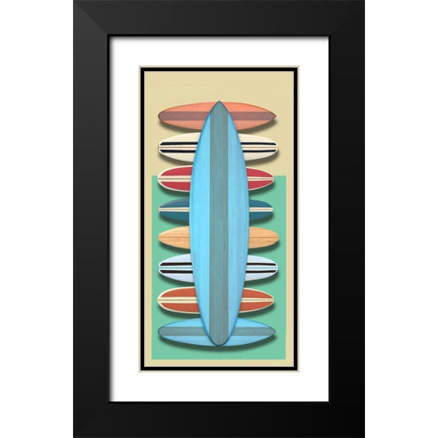 Surfboards - Red Black Modern Wood Framed Art Print with Double Matting by Fielding, Edward M.