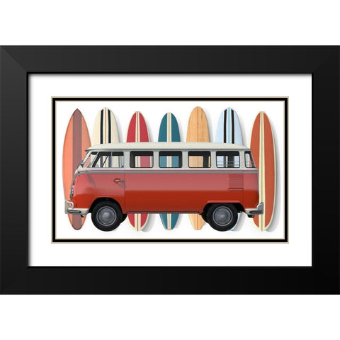 Surfer Van Black Modern Wood Framed Art Print with Double Matting by Fielding, Edward M.