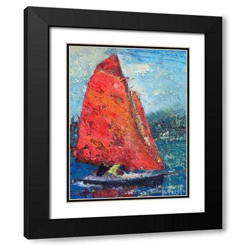Red Sail Black Modern Wood Framed Art Print with Double Matting by Forst, Beth A.