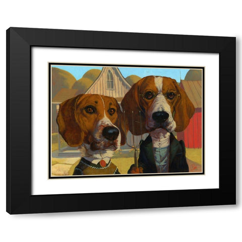 American Gothic Black Modern Wood Framed Art Print with Double Matting by Fluharty, Thomas