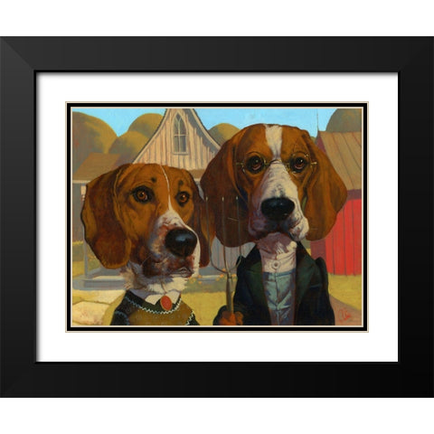American Gothic Black Modern Wood Framed Art Print with Double Matting by Fluharty, Thomas