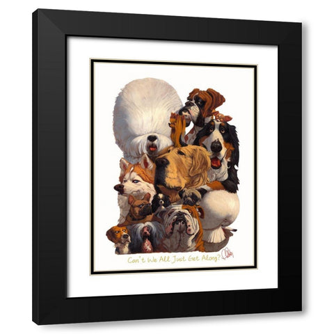 Cant We All Just Get Along Black Modern Wood Framed Art Print with Double Matting by Fluharty, Thomas