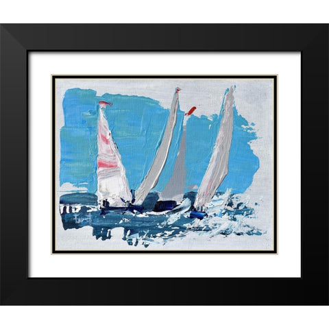 Candy Stripe Regatta Black Modern Wood Framed Art Print with Double Matting by Forst, Beth A.