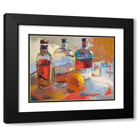 Bourbon L Orange Black Modern Wood Framed Art Print with Double Matting by Forst, Beth A.