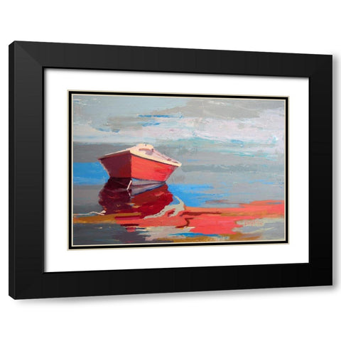 Red Boat Rhythm Black Modern Wood Framed Art Print with Double Matting by Forst, Beth A.