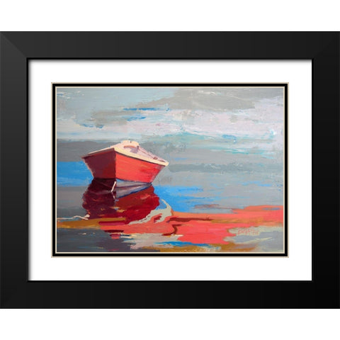Red Boat Rhythm Black Modern Wood Framed Art Print with Double Matting by Forst, Beth A.