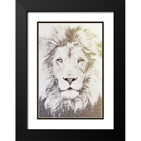 Lion Black Modern Wood Framed Art Print with Double Matting by Flores, Paula Belle