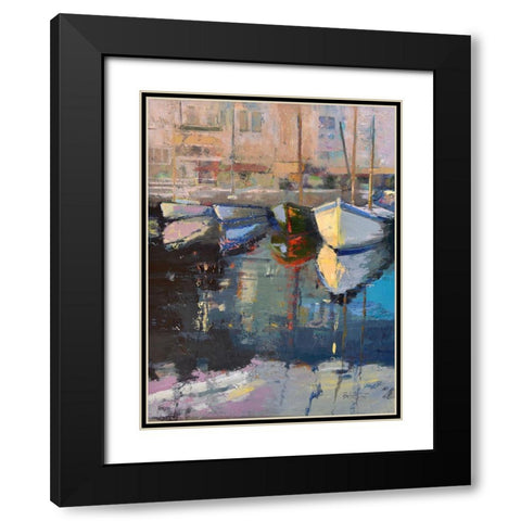 Valencia Boats Black Modern Wood Framed Art Print with Double Matting by Forst, Beth A.