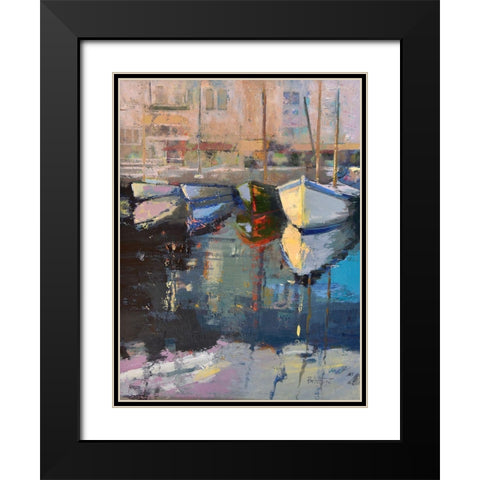 Valencia Boats Black Modern Wood Framed Art Print with Double Matting by Forst, Beth A.