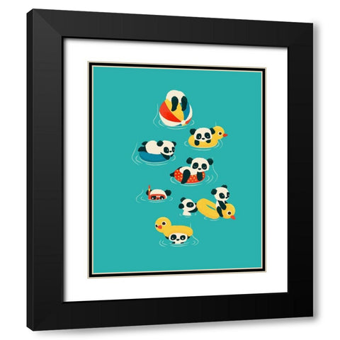 Tubing Pandas Black Modern Wood Framed Art Print with Double Matting by Fleck, Jay
