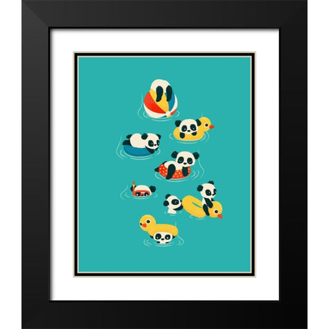 Tubing Pandas Black Modern Wood Framed Art Print with Double Matting by Fleck, Jay