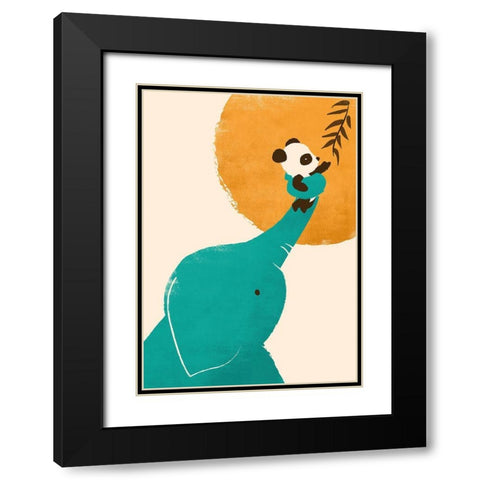 Pandaâ€™s Little Helper Black Modern Wood Framed Art Print with Double Matting by Fleck, Jay
