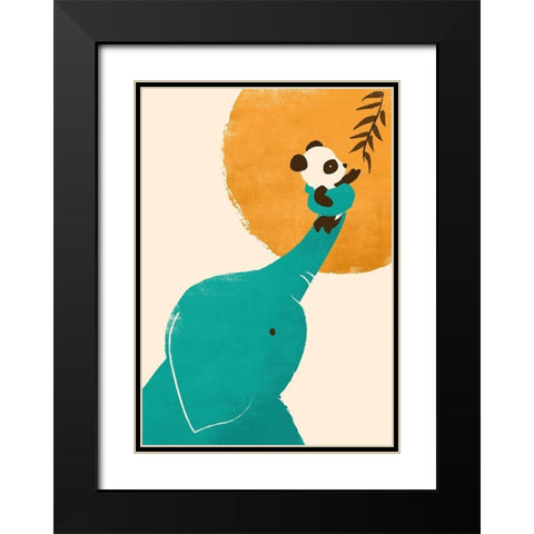 Pandaâ€™s Little Helper Black Modern Wood Framed Art Print with Double Matting by Fleck, Jay