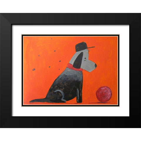 Red Ball Black Modern Wood Framed Art Print with Double Matting by Filiuta, Robert
