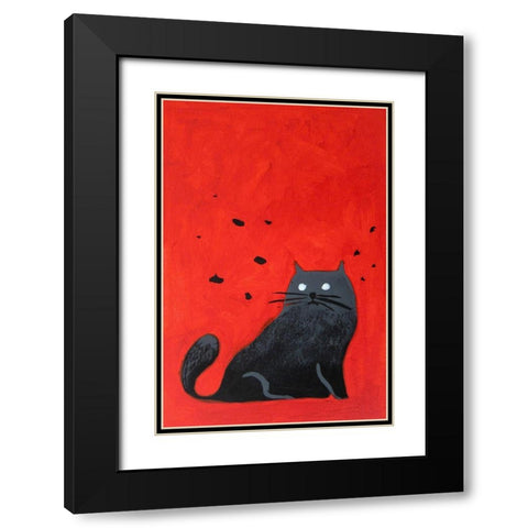 Stray Black Cat Black Modern Wood Framed Art Print with Double Matting by Filiuta, Robert
