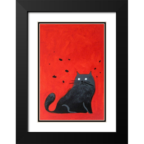 Stray Black Cat Black Modern Wood Framed Art Print with Double Matting by Filiuta, Robert