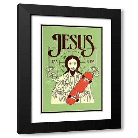 Jesus Can Slide Black Modern Wood Framed Art Print with Double Matting by Farkas, Robert