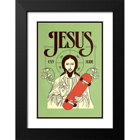Jesus Can Slide Black Modern Wood Framed Art Print with Double Matting by Farkas, Robert