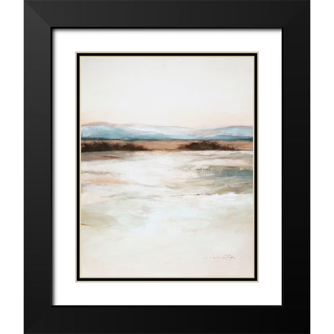 Distant Blues Black Modern Wood Framed Art Print with Double Matting by Fox, Rebecca