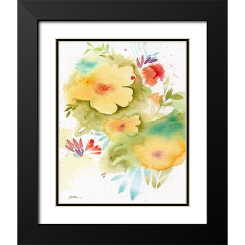 Fiesta Flowers Black Modern Wood Framed Art Print with Double Matting by Golden, Sheila