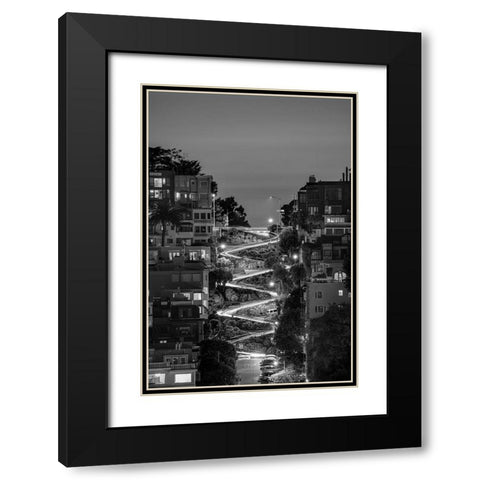 Lombard Street BW Black Modern Wood Framed Art Print with Double Matting by Getty, Bruce