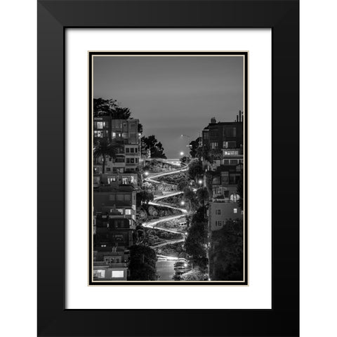 Lombard Street BW Black Modern Wood Framed Art Print with Double Matting by Getty, Bruce