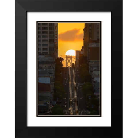 Lombard Street Cable Car Black Modern Wood Framed Art Print with Double Matting by Getty, Bruce