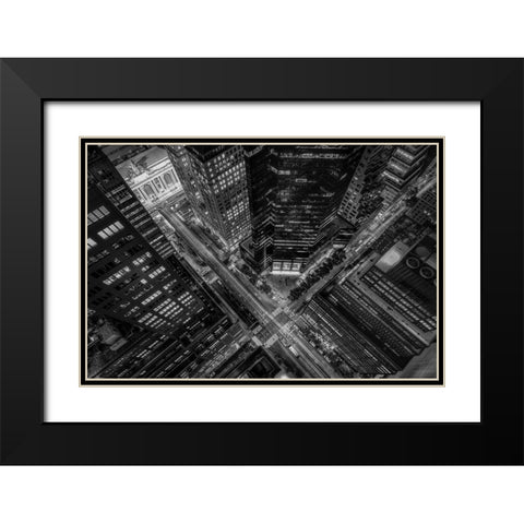 New York City Looking Down Black Modern Wood Framed Art Print with Double Matting by Getty, Bruce