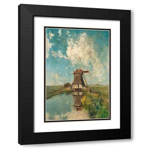 A Windmill on a Polder Waterway, c. 1889 Black Modern Wood Framed Art Print with Double Matting by Gabriel, Paul Joseph Constantin