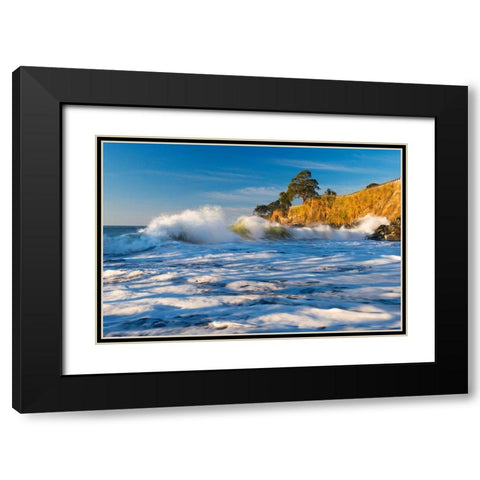 Capitola Cliffs and Waves Black Modern Wood Framed Art Print with Double Matting by Gavrilis, John
