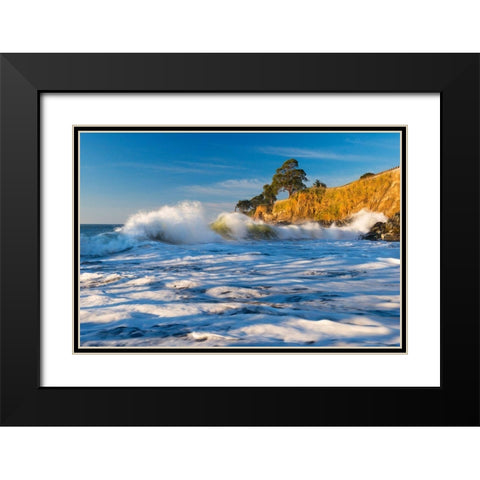 Capitola Cliffs and Waves Black Modern Wood Framed Art Print with Double Matting by Gavrilis, John