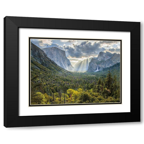 Tunnel View Sun Rays Black Modern Wood Framed Art Print with Double Matting by Gavrilis, John