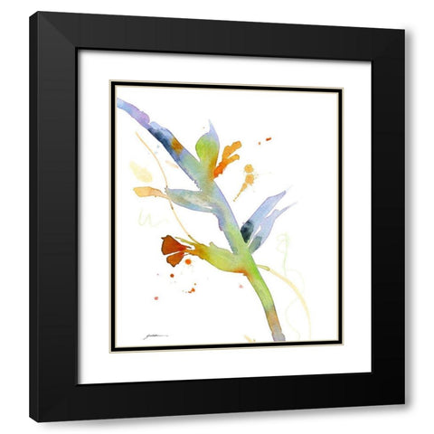 Budding Black Modern Wood Framed Art Print with Double Matting by Golden, Sheila