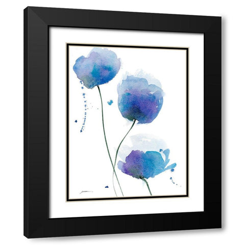 Periwinkle Blue Black Modern Wood Framed Art Print with Double Matting by Golden, Sheila