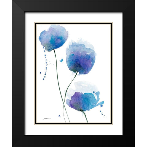Periwinkle Blue Black Modern Wood Framed Art Print with Double Matting by Golden, Sheila
