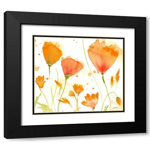 Poppy Moment Black Modern Wood Framed Art Print with Double Matting by Golden, Sheila