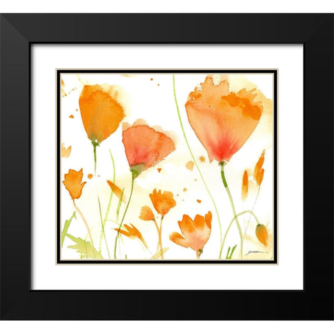 Poppy Moment Black Modern Wood Framed Art Print with Double Matting by Golden, Sheila