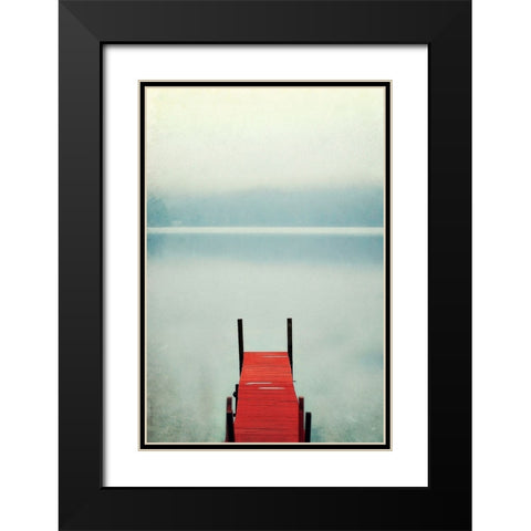 Red Boat Dock Black Modern Wood Framed Art Print with Double Matting by Grippo-Pike, Carrie Ann