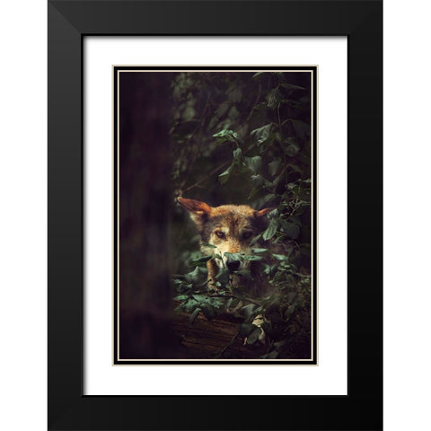 Wolf Black Modern Wood Framed Art Print with Double Matting by Grippo-Pike, Carrie Ann