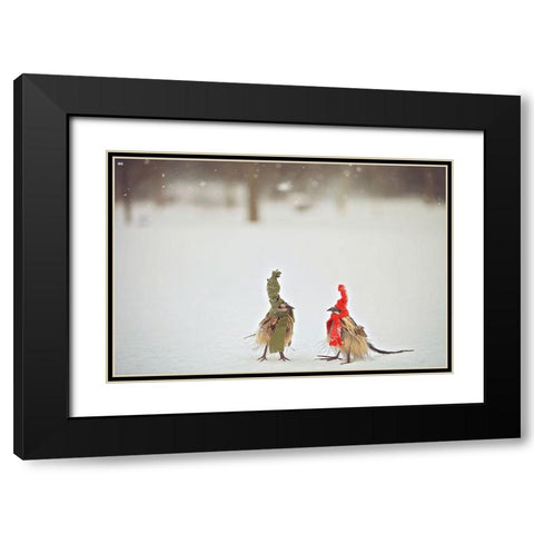 Weathered Feathered Friends Black Modern Wood Framed Art Print with Double Matting by Grippo-Pike, Carrie Ann