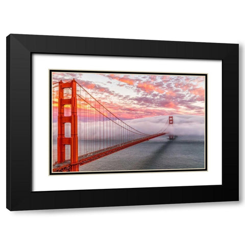 Evening Commute Black Modern Wood Framed Art Print with Double Matting by Gordon, Dave