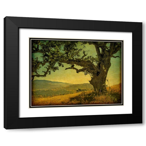 Blue Oak Hilltop Black Modern Wood Framed Art Print with Double Matting by Guion, William