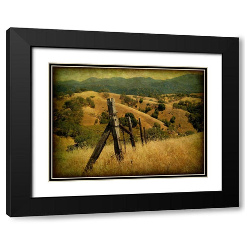 Weathered Ranch Fence Black Modern Wood Framed Art Print with Double Matting by Guion, William