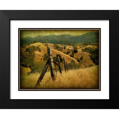 Weathered Ranch Fence Black Modern Wood Framed Art Print with Double Matting by Guion, William