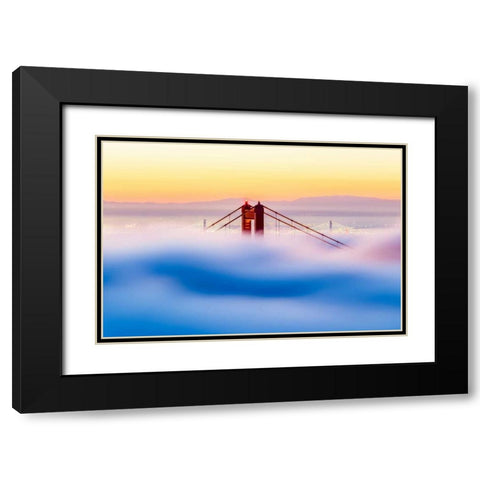 Across The Bay Black Modern Wood Framed Art Print with Double Matting by Gordon, Dave