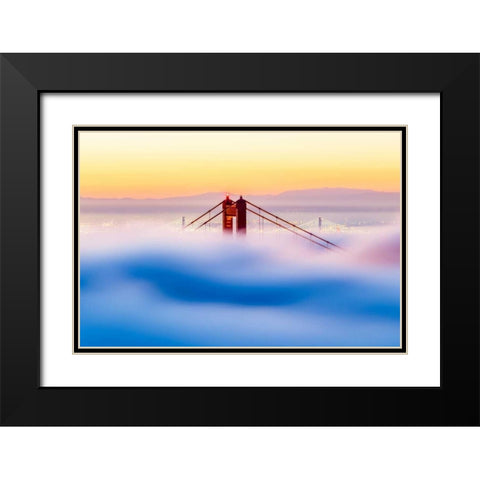 Across The Bay Black Modern Wood Framed Art Print with Double Matting by Gordon, Dave