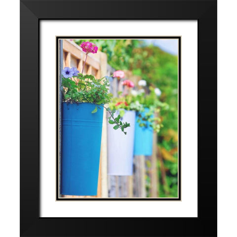 The Colored Pots Black Modern Wood Framed Art Print with Double Matting by Goncalves, Adelino