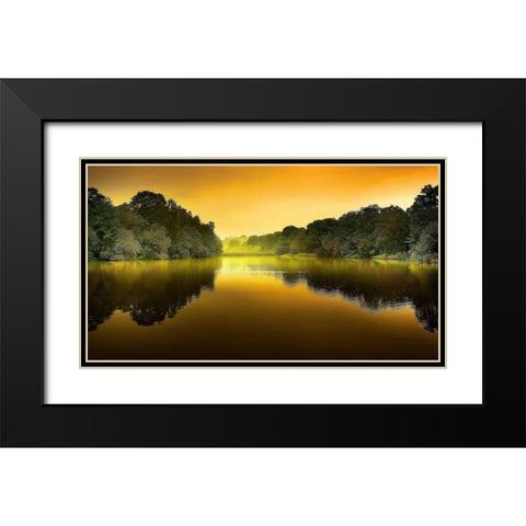 The Lake Black Modern Wood Framed Art Print with Double Matting by Goncalves, Adelino