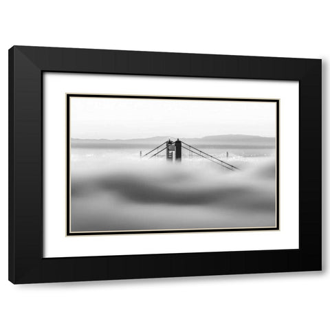 Across the Bay BW Black Modern Wood Framed Art Print with Double Matting by Gordon, Dave