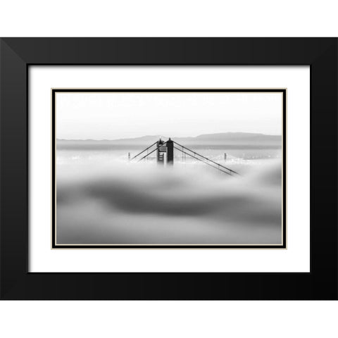 Across the Bay BW Black Modern Wood Framed Art Print with Double Matting by Gordon, Dave